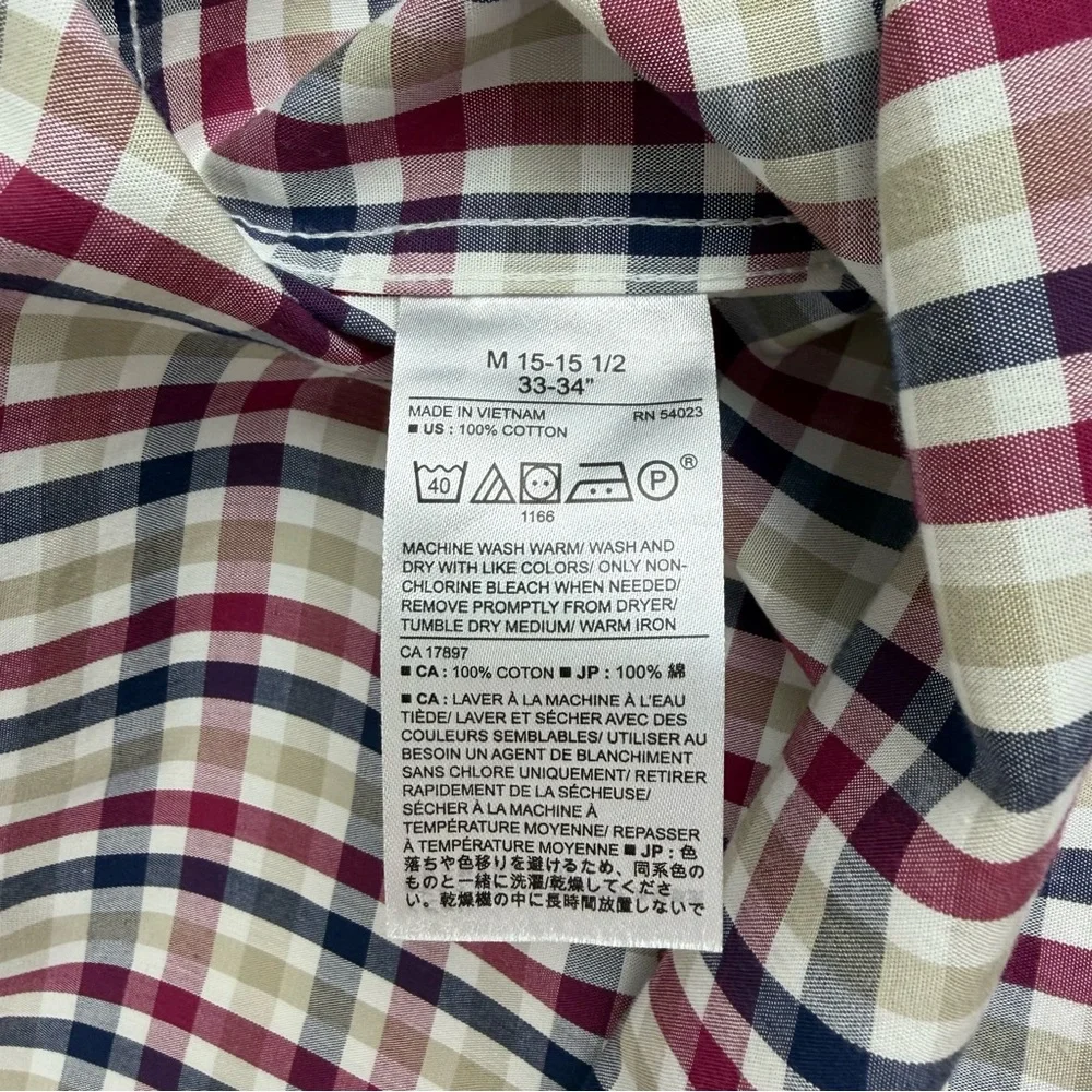 Banana Republic Untucked Fit Non-Iron, Slim Fit M Red/White/Blue Button-up Shirt
